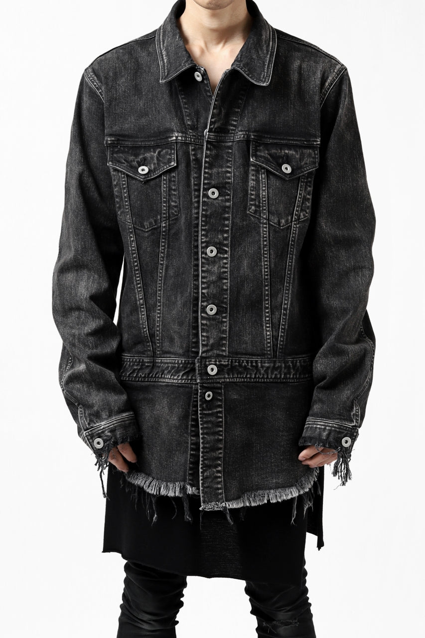 ISAMU KATAYAMA BACKLASH TRUCKER DENIM JACKET / SPLASH DYED (BLACK