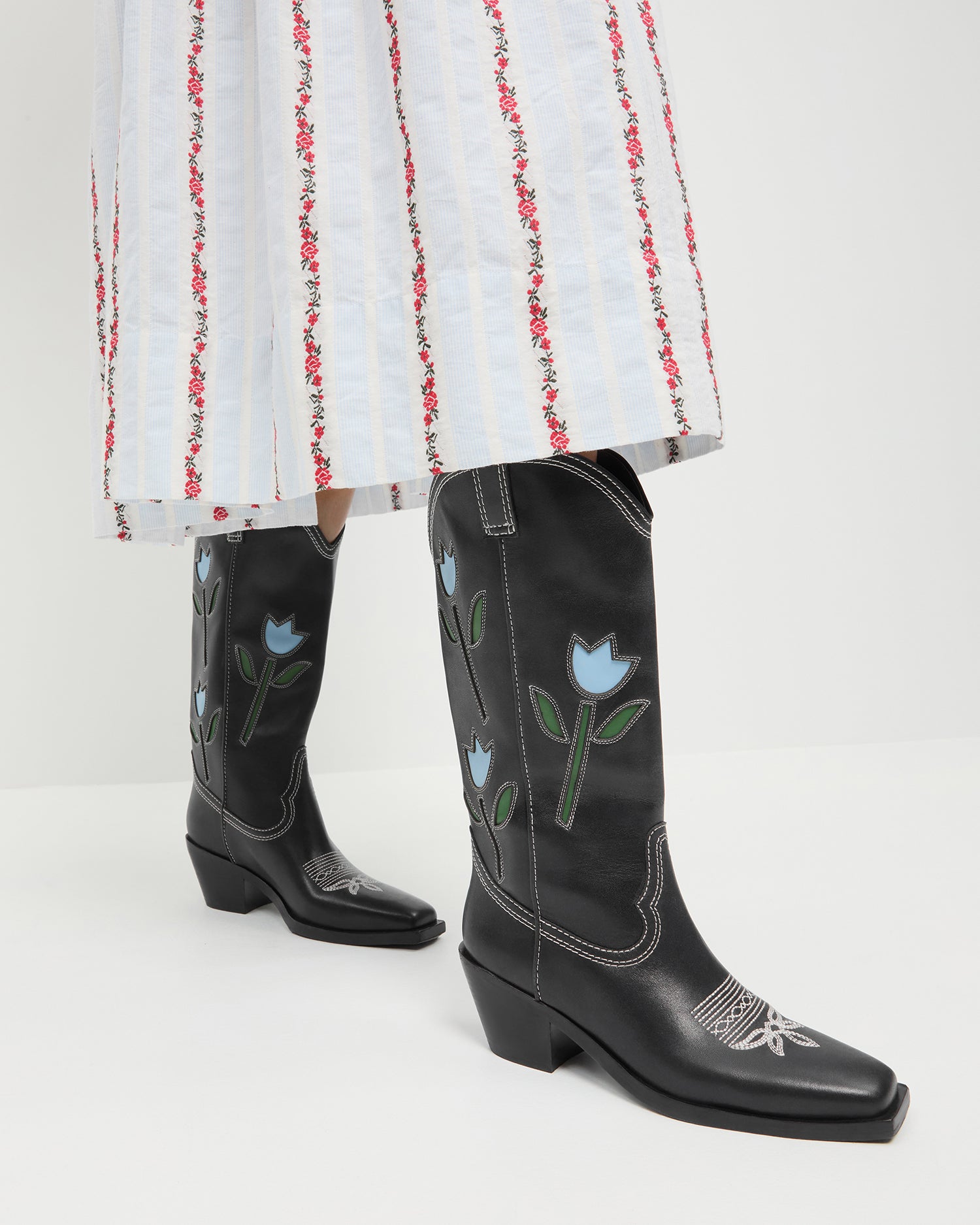 Wilder Black Tulip Leather Boot | Tall Boots | Footwear
