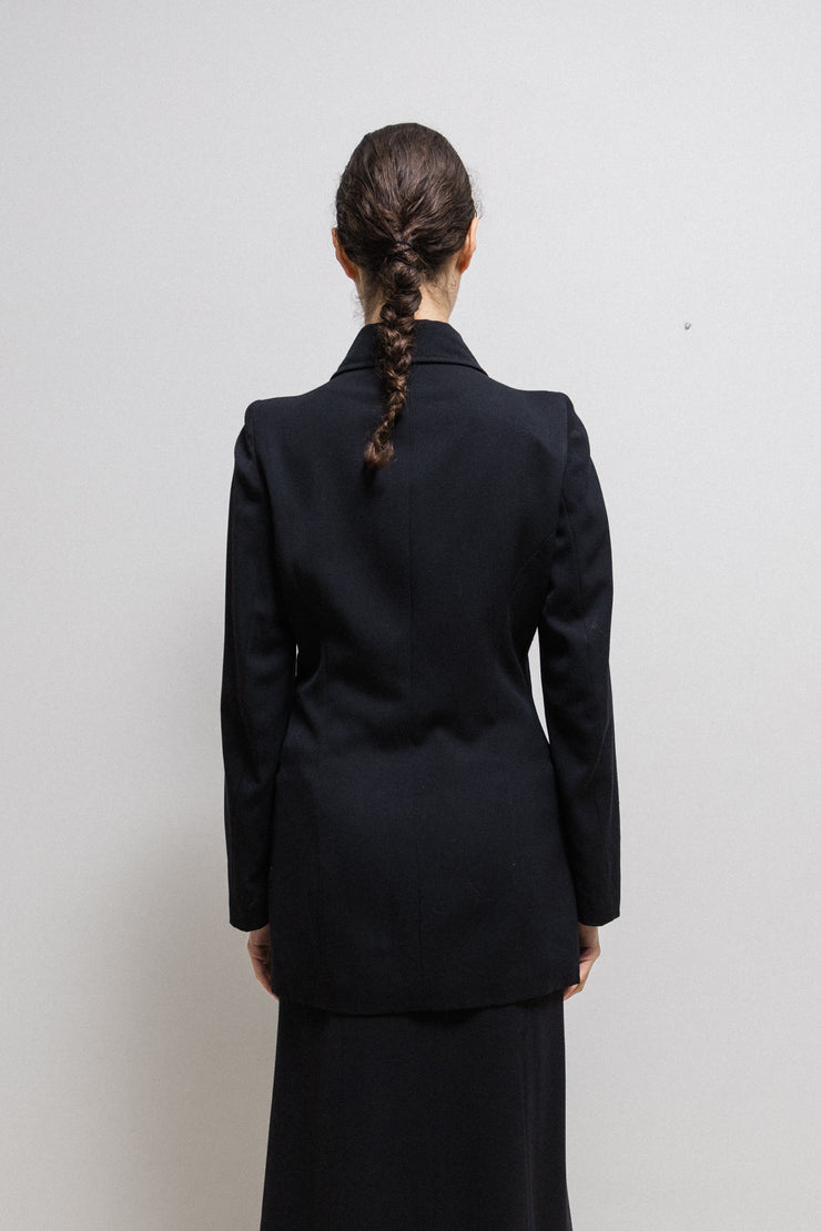 ANN DEMEULEMEESTER - Late 90's wool zip up jacket with sharp