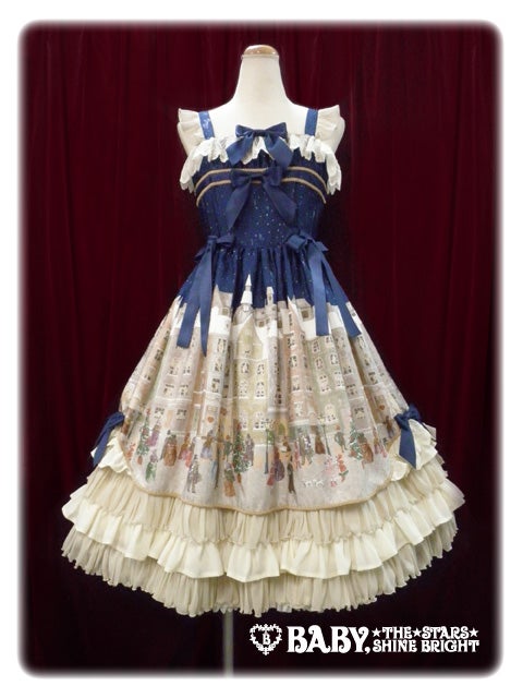 BABY 月夜の森のAURORAsoiree柄 jsk ヘッドドレス付き Moonlit Forest