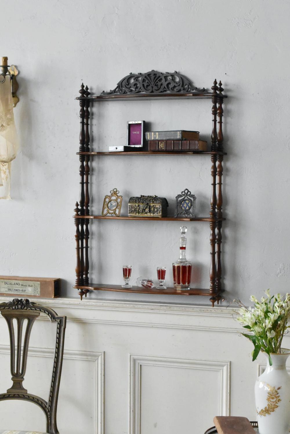 フランスアンティーク家具 4段ウォールシェルフ.10 フレンチシェルフ