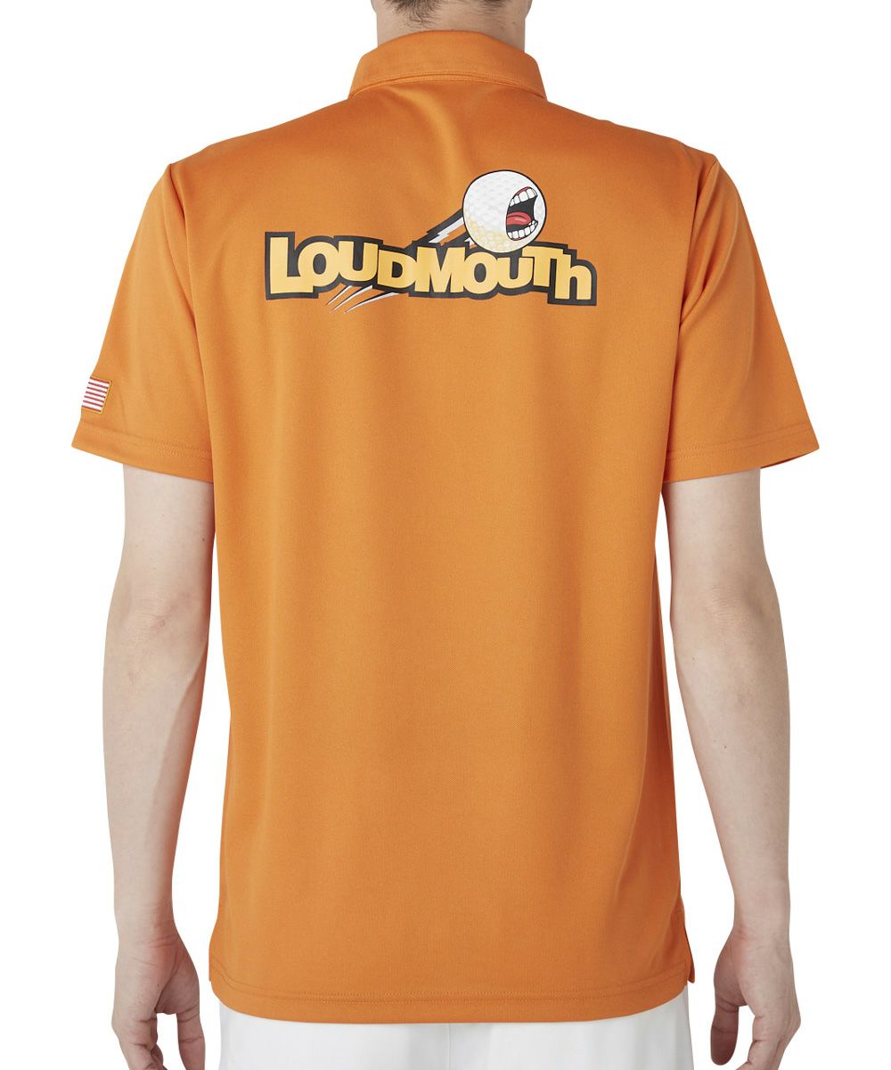 メンズ バックロゴ半袖ポロシャツ オレンジ (M～LLサイズ展開) 吸汗速