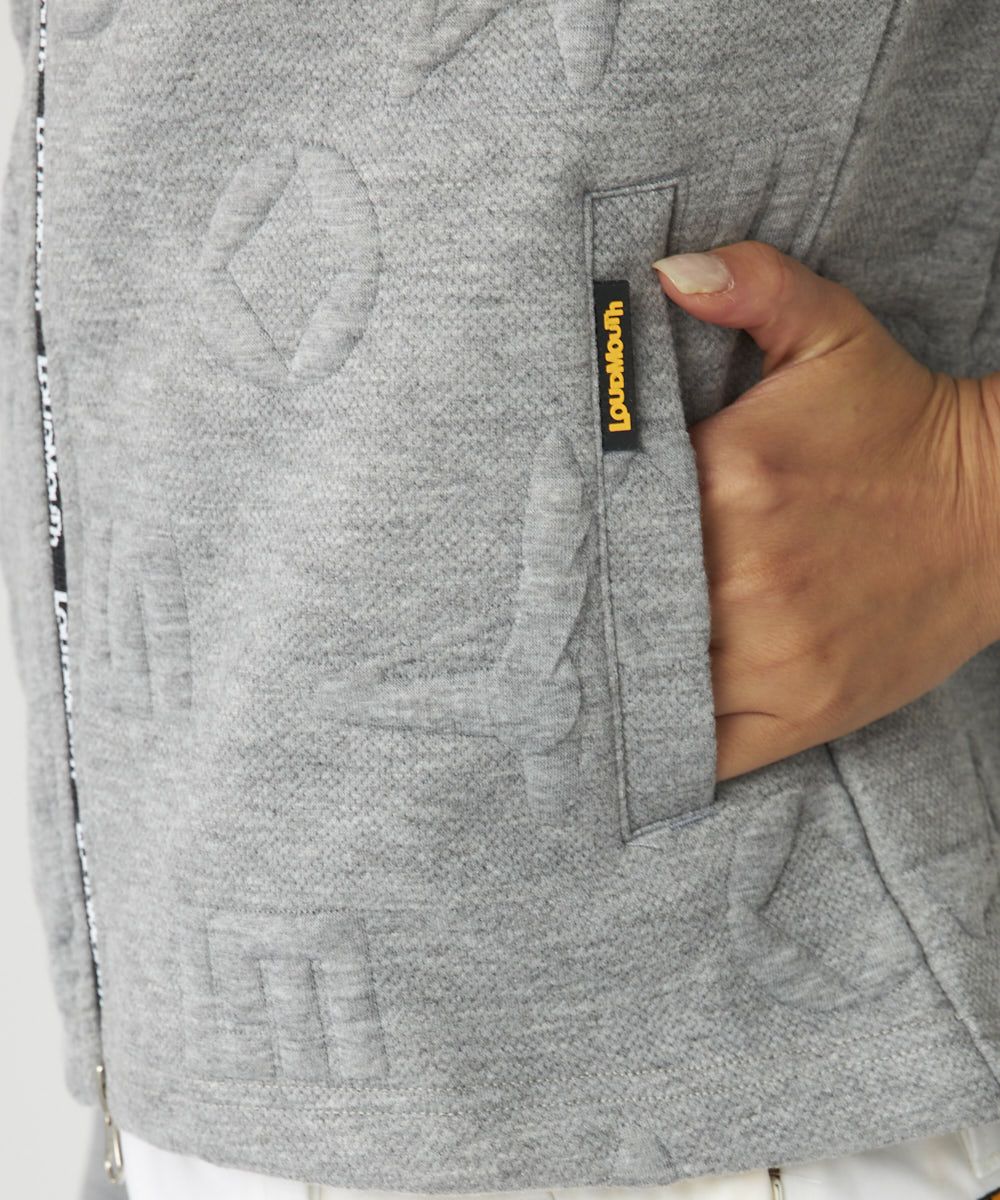 レディース 2wayエンボス袋ジャガードブルゾン ミックスグレー / 袖