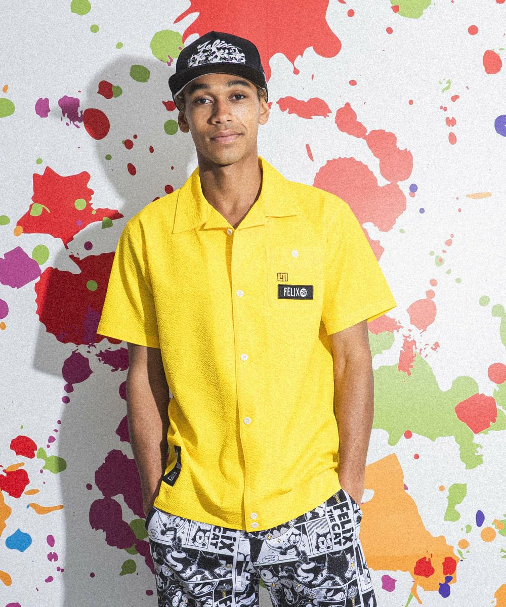 LOUDMOUTH×FELIX メンズ ニットサッカー 開襟シャツ ホワイト