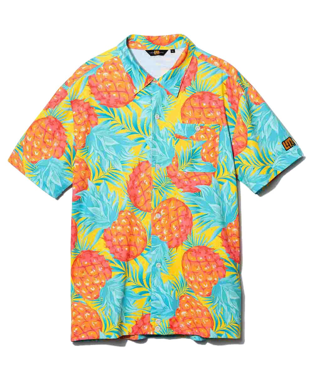 メンズ ECOベントメッシュ 開襟シャツ Midsummer Pineapple/ミッド