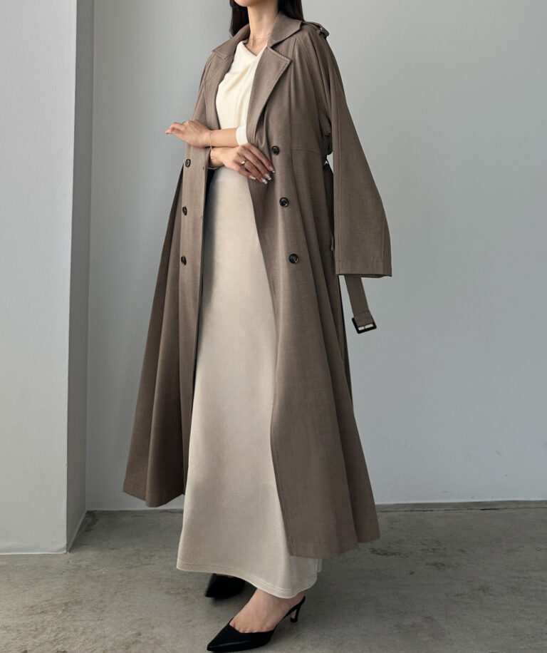 544】薄手タックフレアトレンチコート（温暖時用） | Louere (ルエレ