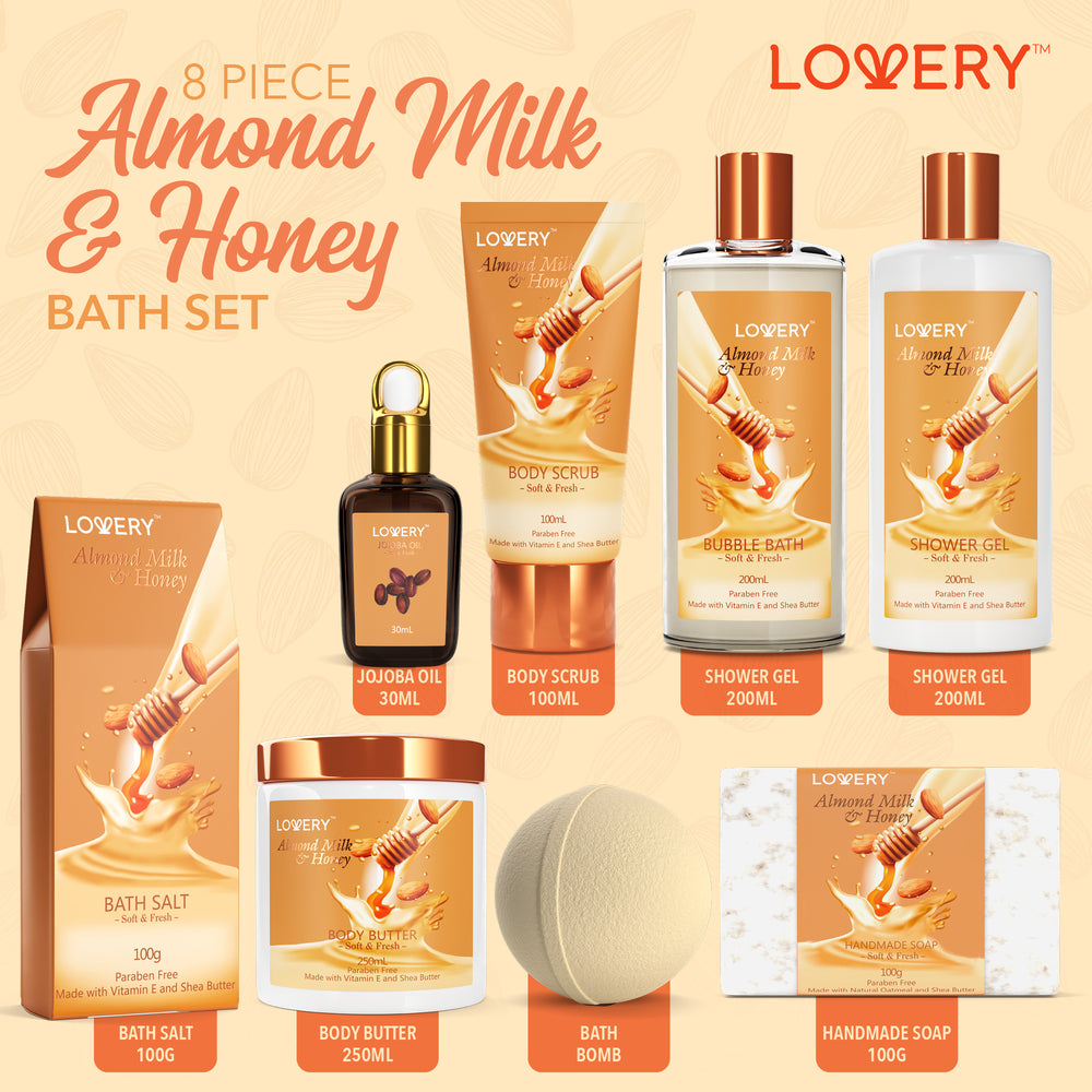 Mothers Day Almond Milk Honey Scent Home Bath Gift Set, Girls
