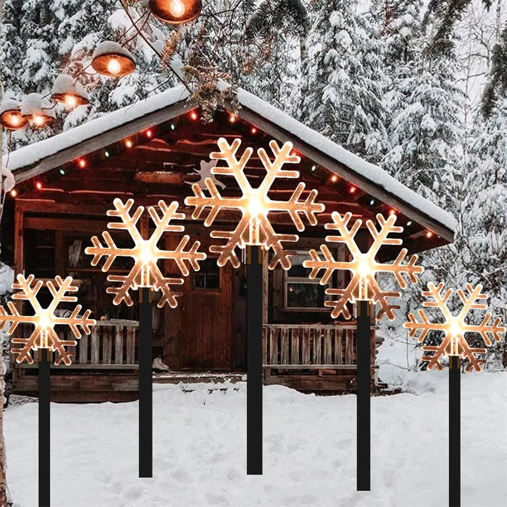 5-Pack Festive Shape Solar Christmas Pathway Lights - Fawn, Star