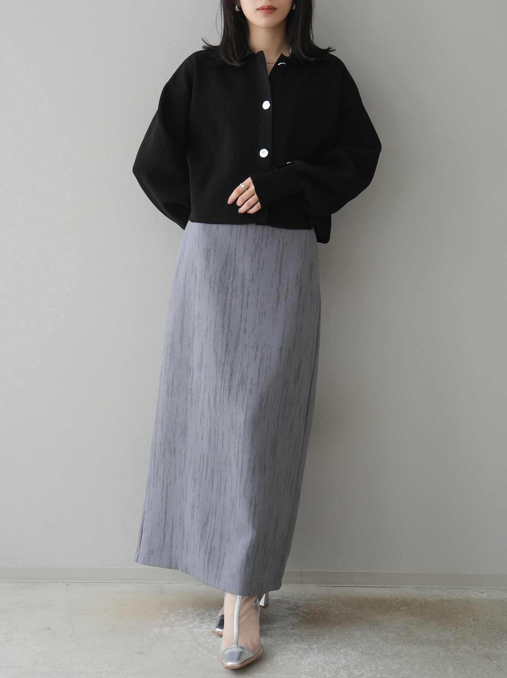 予約]水彩柄タイトスカート/グレー – Lumier