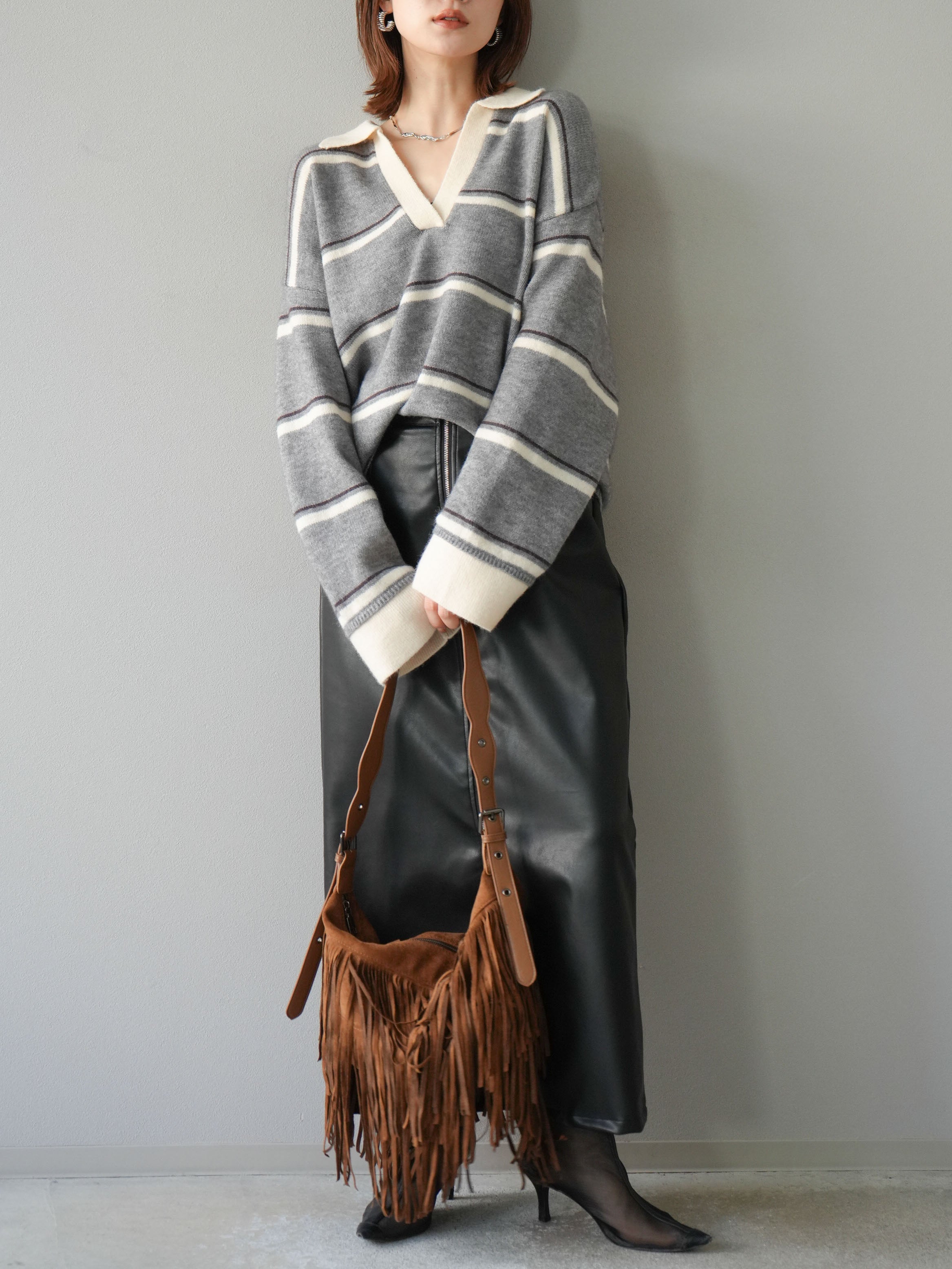 予約]フェイクレザーZIPタイトスカート/ブラック – Lumier