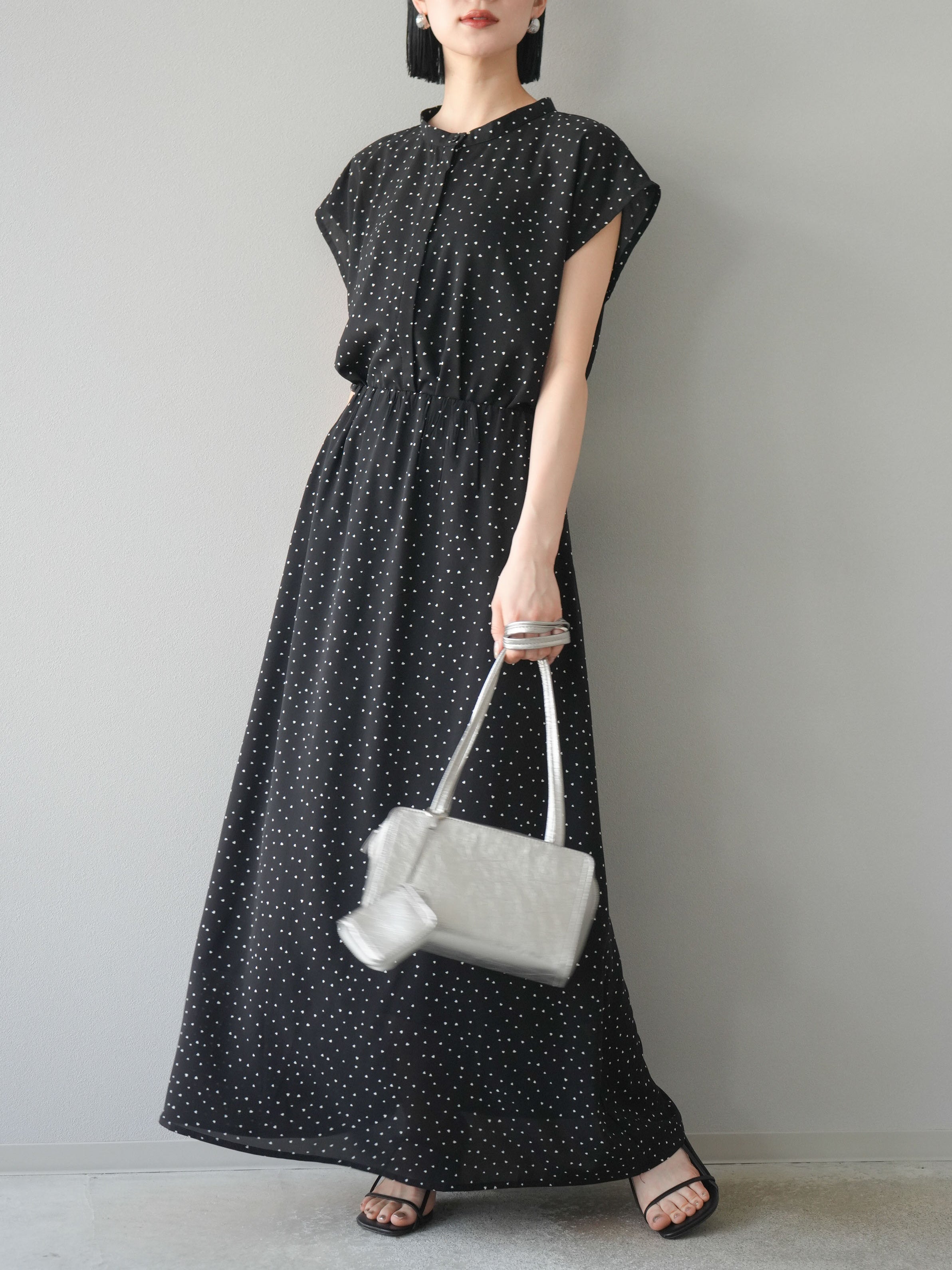 予約]ハートドットフレアロングスカート/ブラック – Lumier