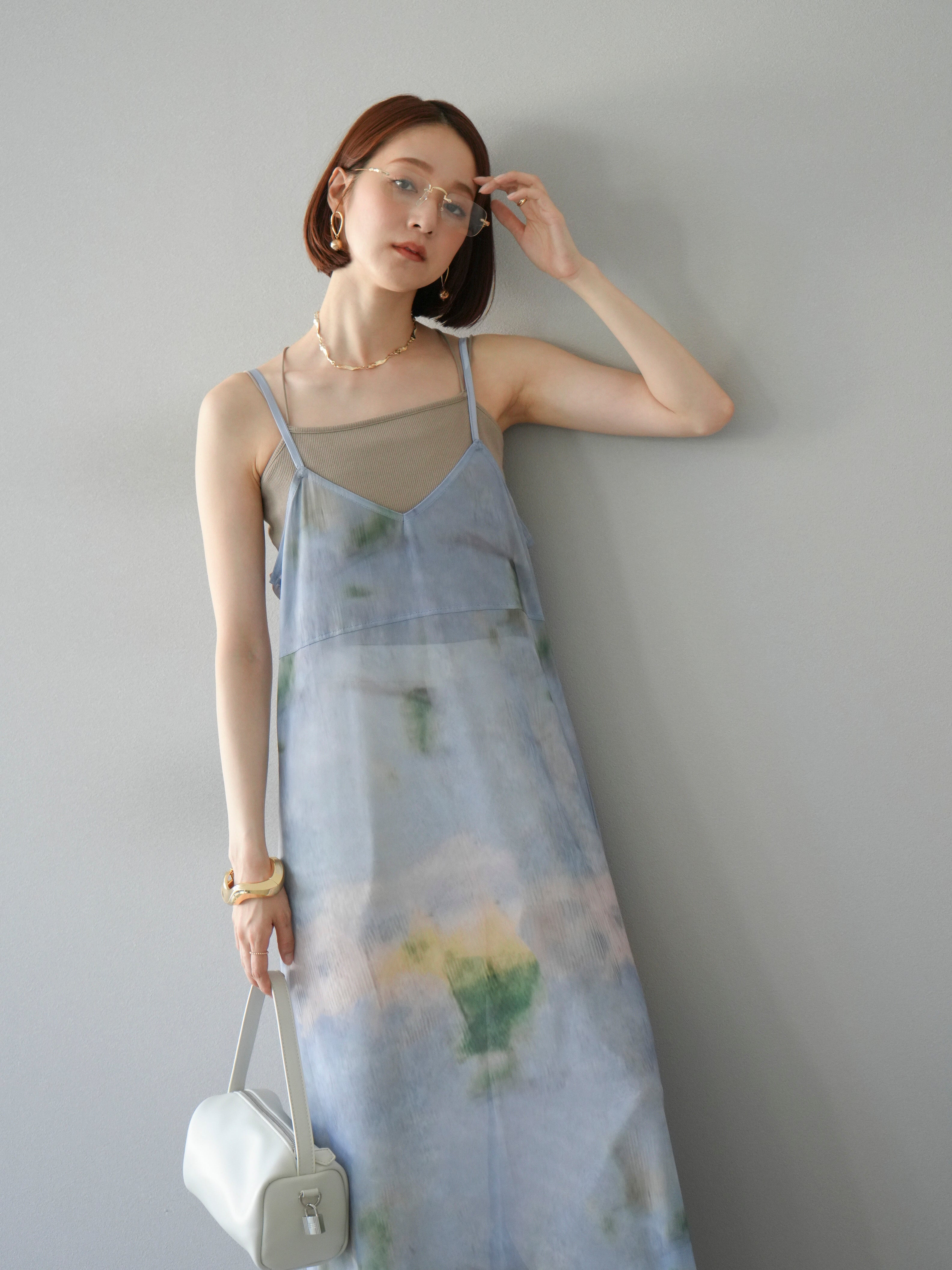 予約タイダイ柄シアーキャミワンピース/サックス – Lumier