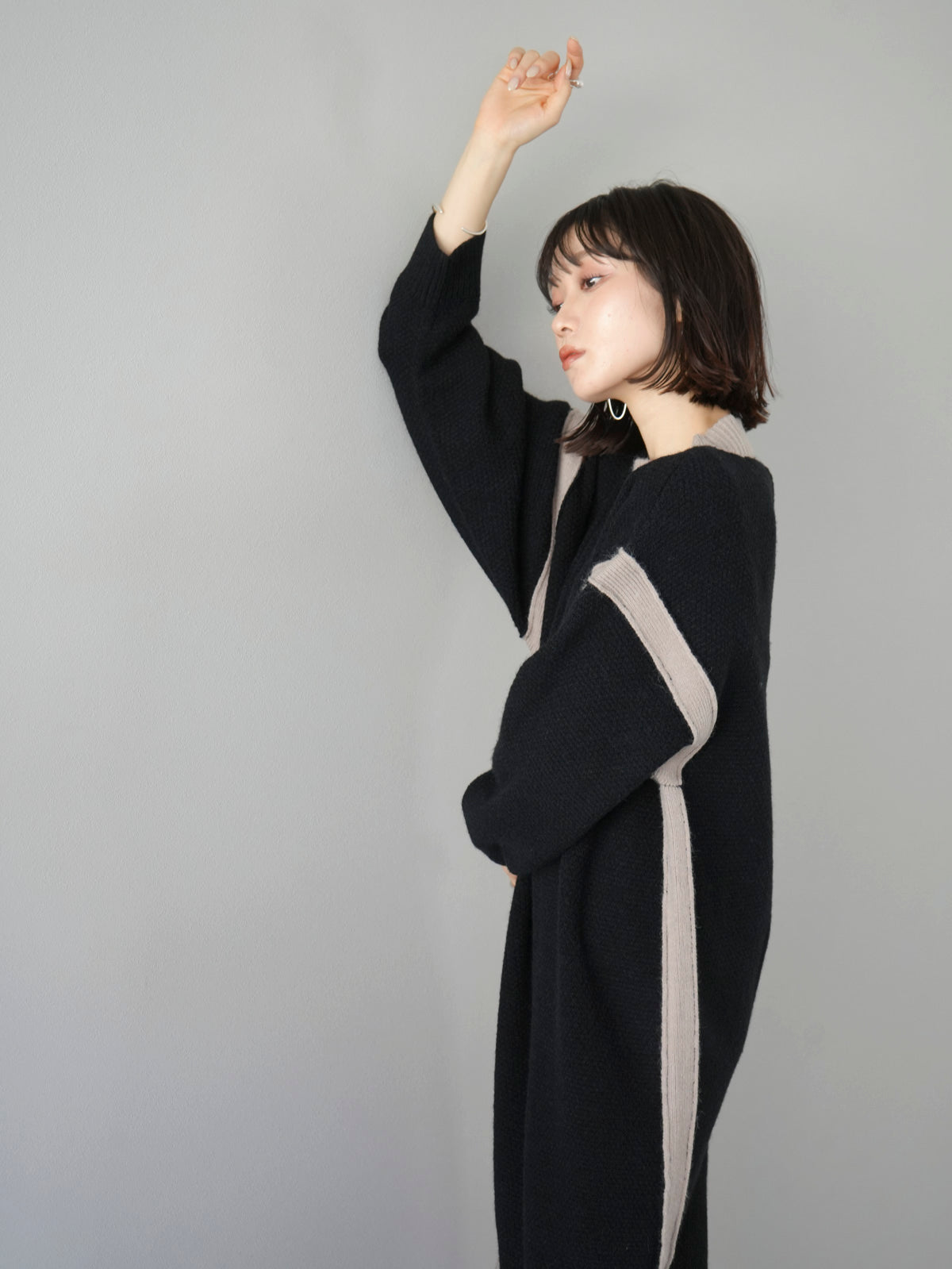 大きいサイズ！ラピーヌ社/MISS J/ ニットワンピース幾何学柄 大きい