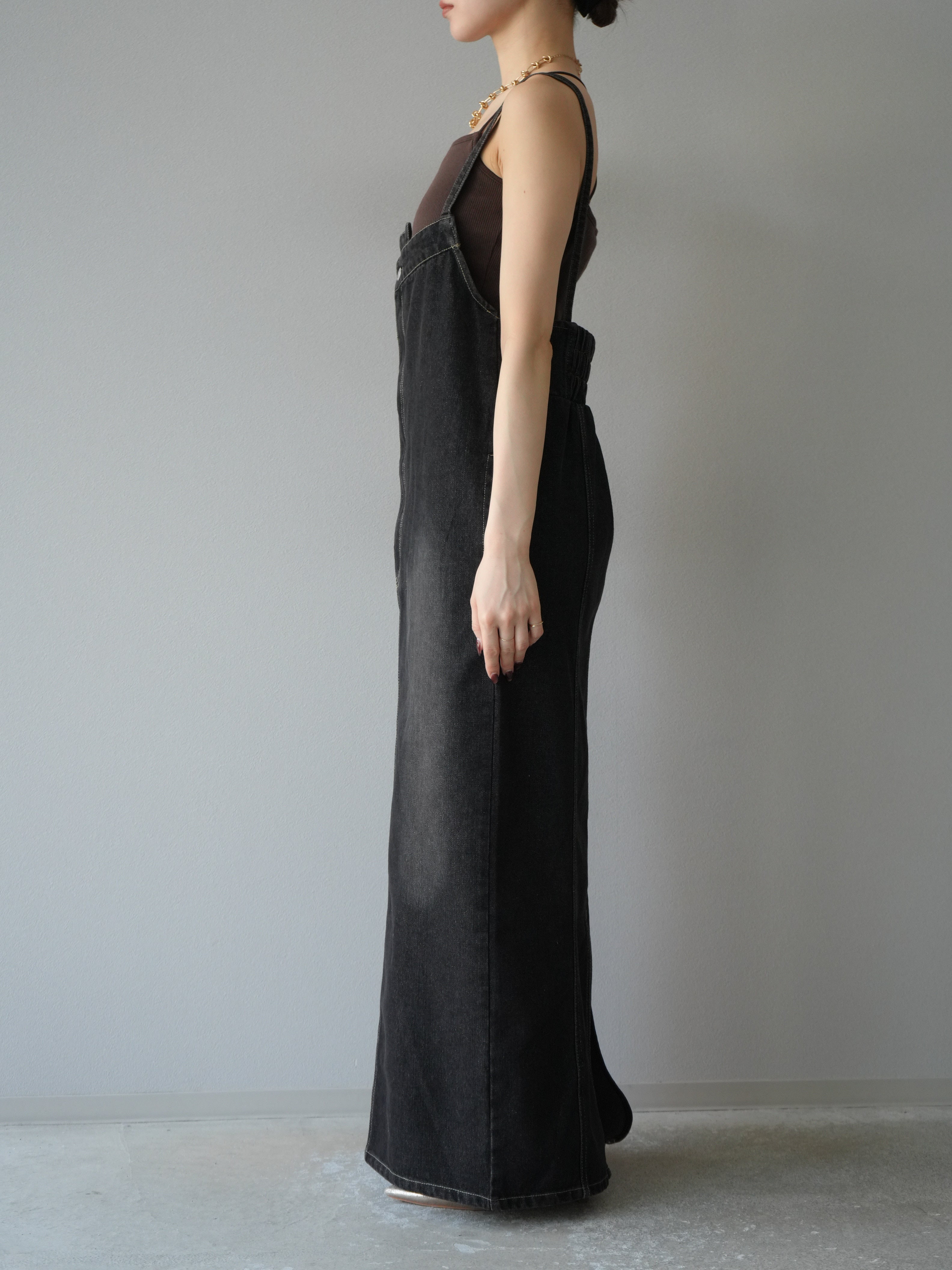 試着のみ】Randy アシンメトリーバックルデニムワンピース