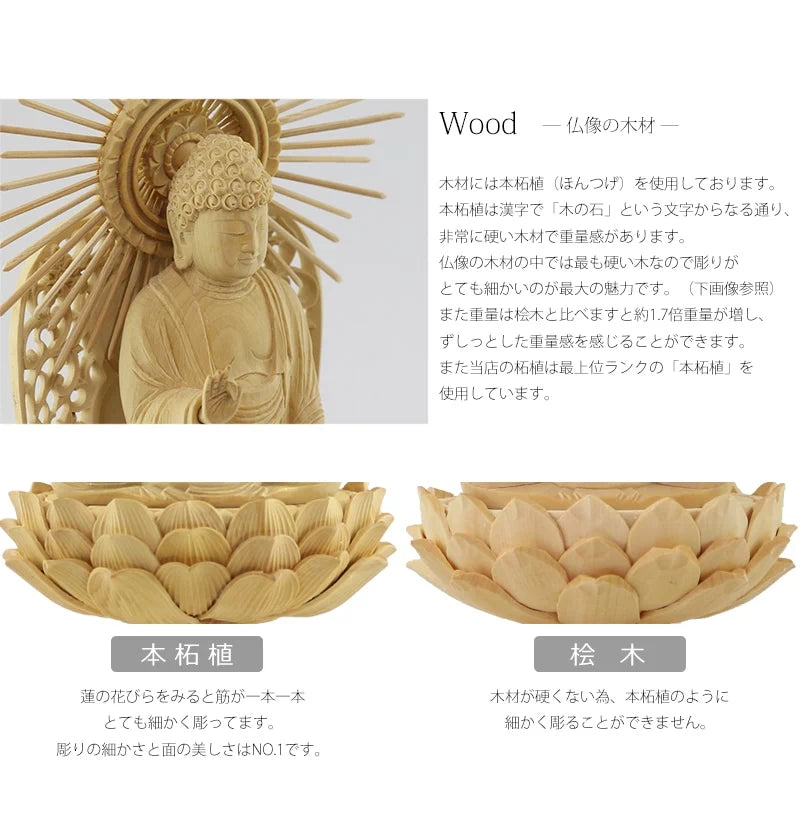 本柘植仏像 八角台座 西立弥陀【浄土真宗本願寺派】 | 本尊・脇侍の