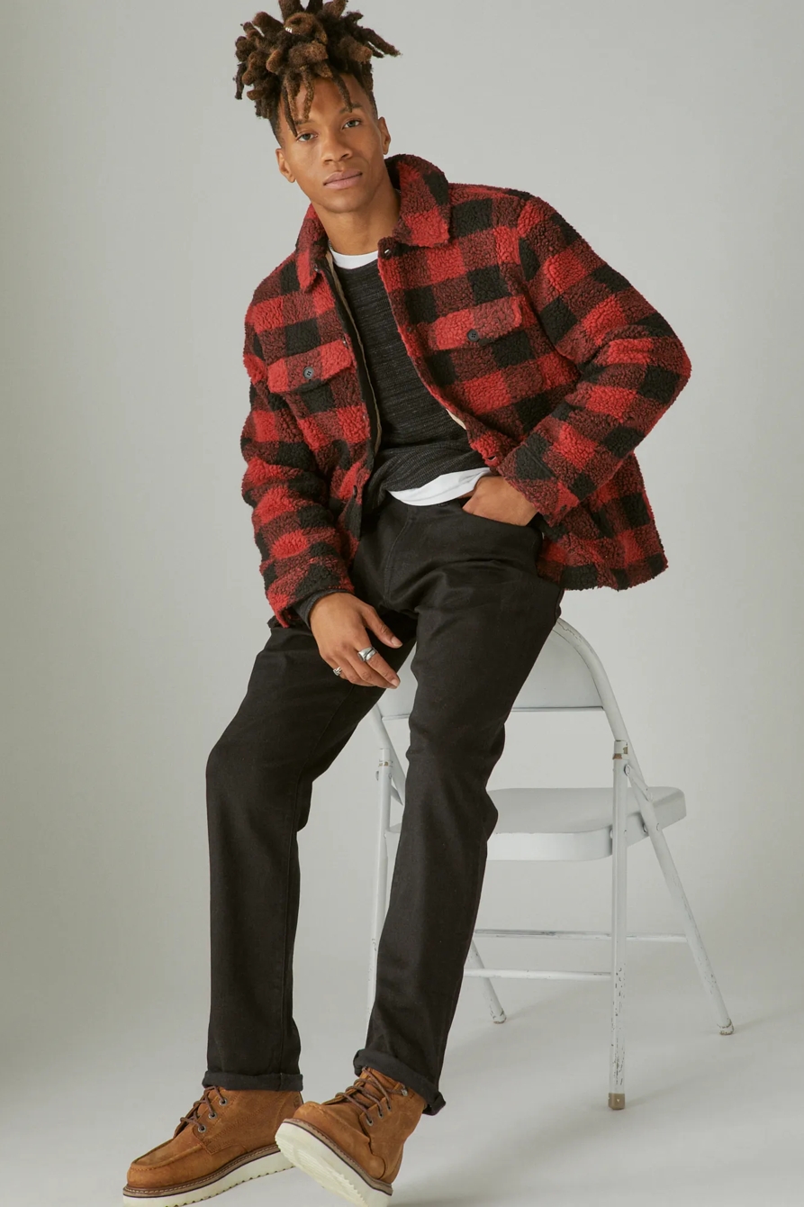BUFFALO CHECK FAUX SHEARLING SHIRT JACKET | Lucky Brand