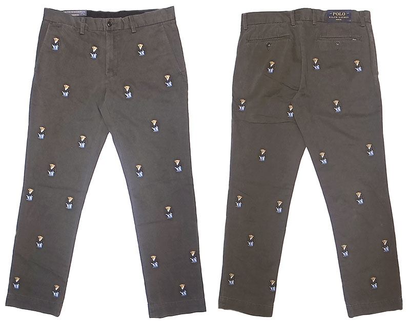 POLO BEAR Ralph Lauren SLIM FIT Trousers ポロベアー 総柄刺繍 チノ