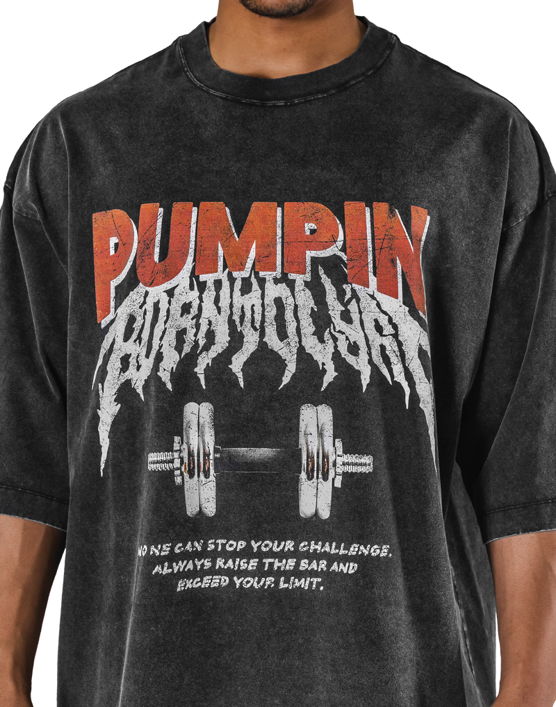 Dumbbells Graphic Vintage Extra Big T-Shirt - Black – LÝFT