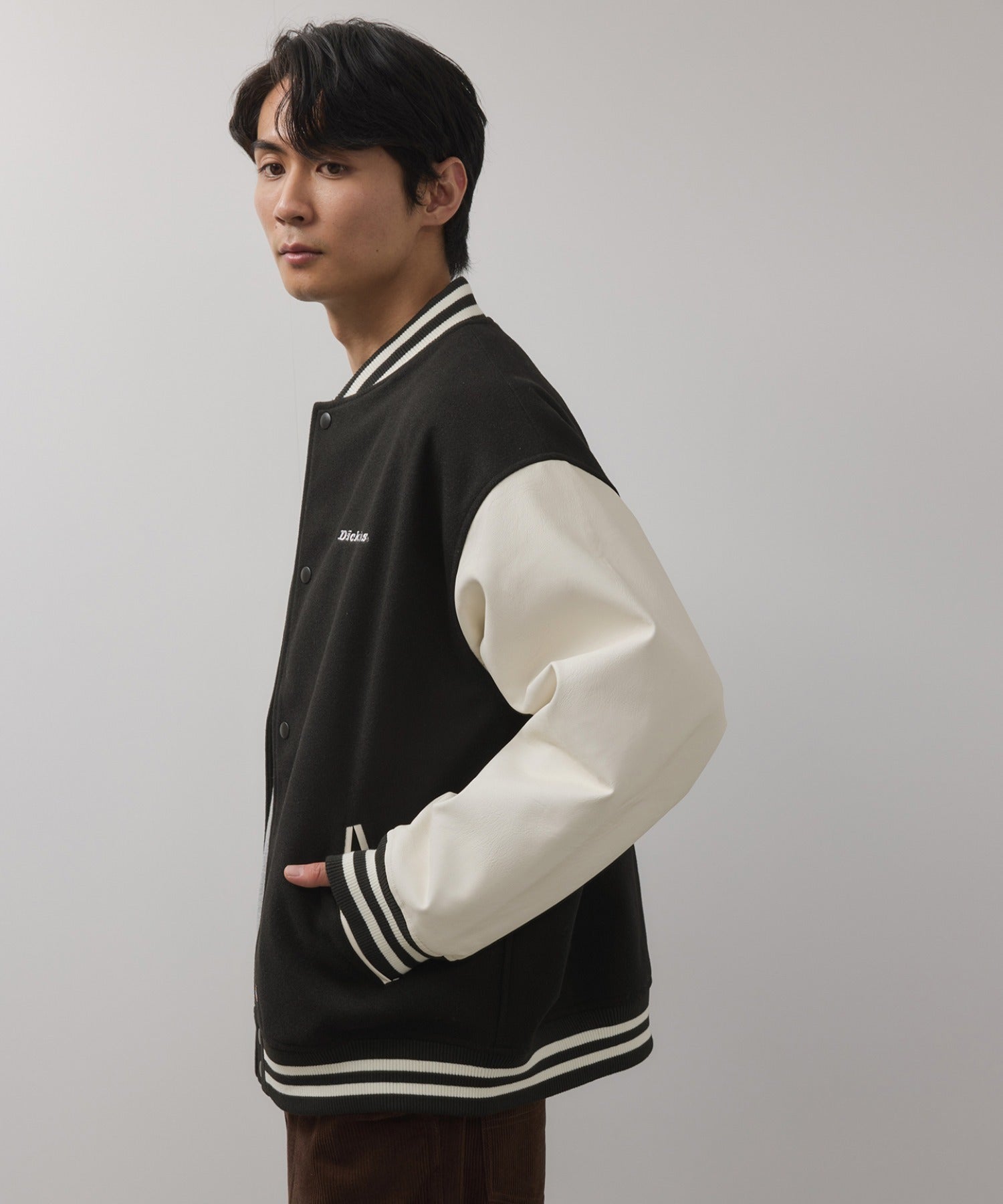Dickies/ディッキーズ ロゴ刺繍 合成皮革切替 スタジアムジャンパー