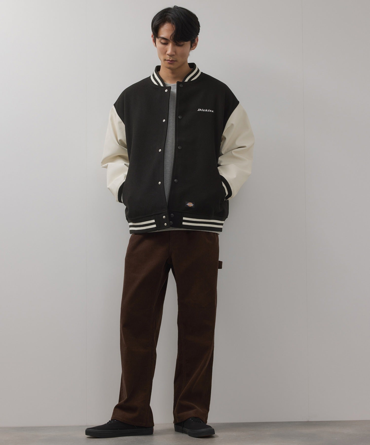 Dickies/ディッキーズ ロゴ刺繍 合成皮革切替 スタジアムジャンパー