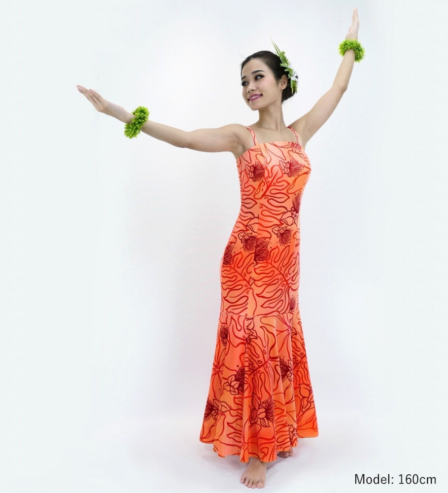 ウエストリボン1回着セミオーダードレス煌めき玉蟲ブラッドオレンジ