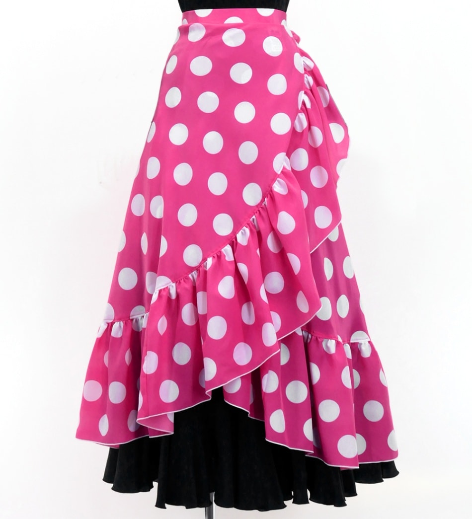 フラメンコ 巻きスカート 水玉 ピンク×ホワイト FMS-2 | flamenco