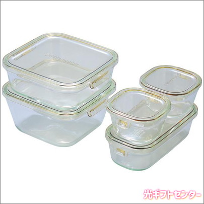 iwaki イワキ パック＆レンジ 角型 5点セット ブラウン PSC-PRN5BR