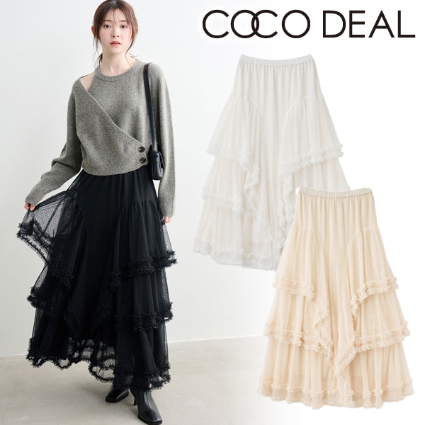 再入荷】COCODEAL ココディール ドットチュールティアードフレア