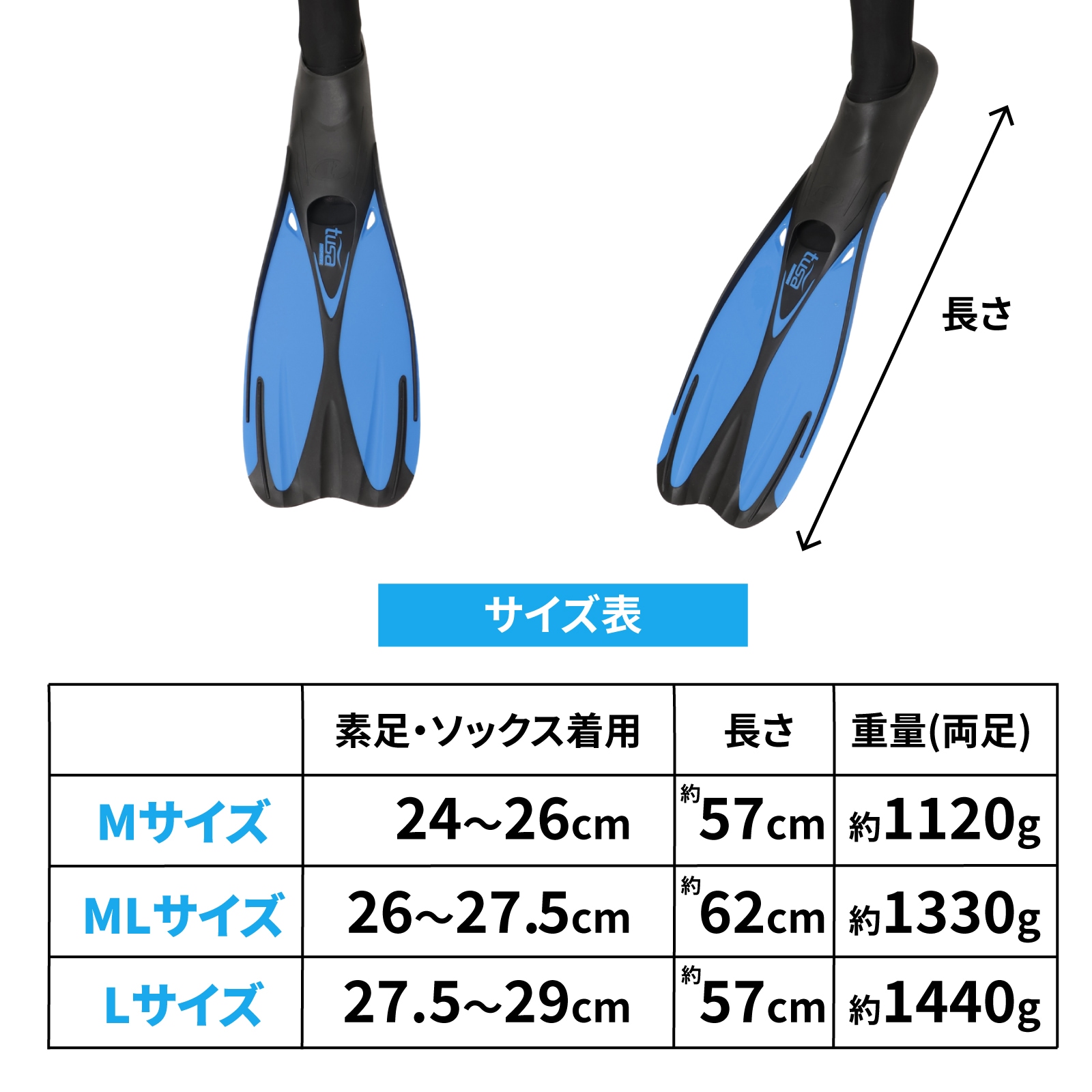 シュノーケリング用フルフットフィン TUSAsport｜Tabata(タバタ)公式