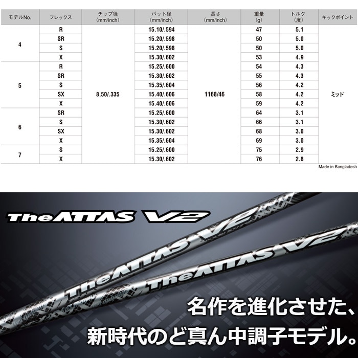 テーラーメイド用スリーブ付シャフト USTマミヤ ジ・アッタス V2 The