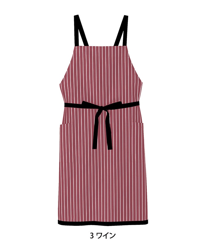 ストライプ柄胸当てエプロン[男女兼用][ボンマックス製品] FK7122