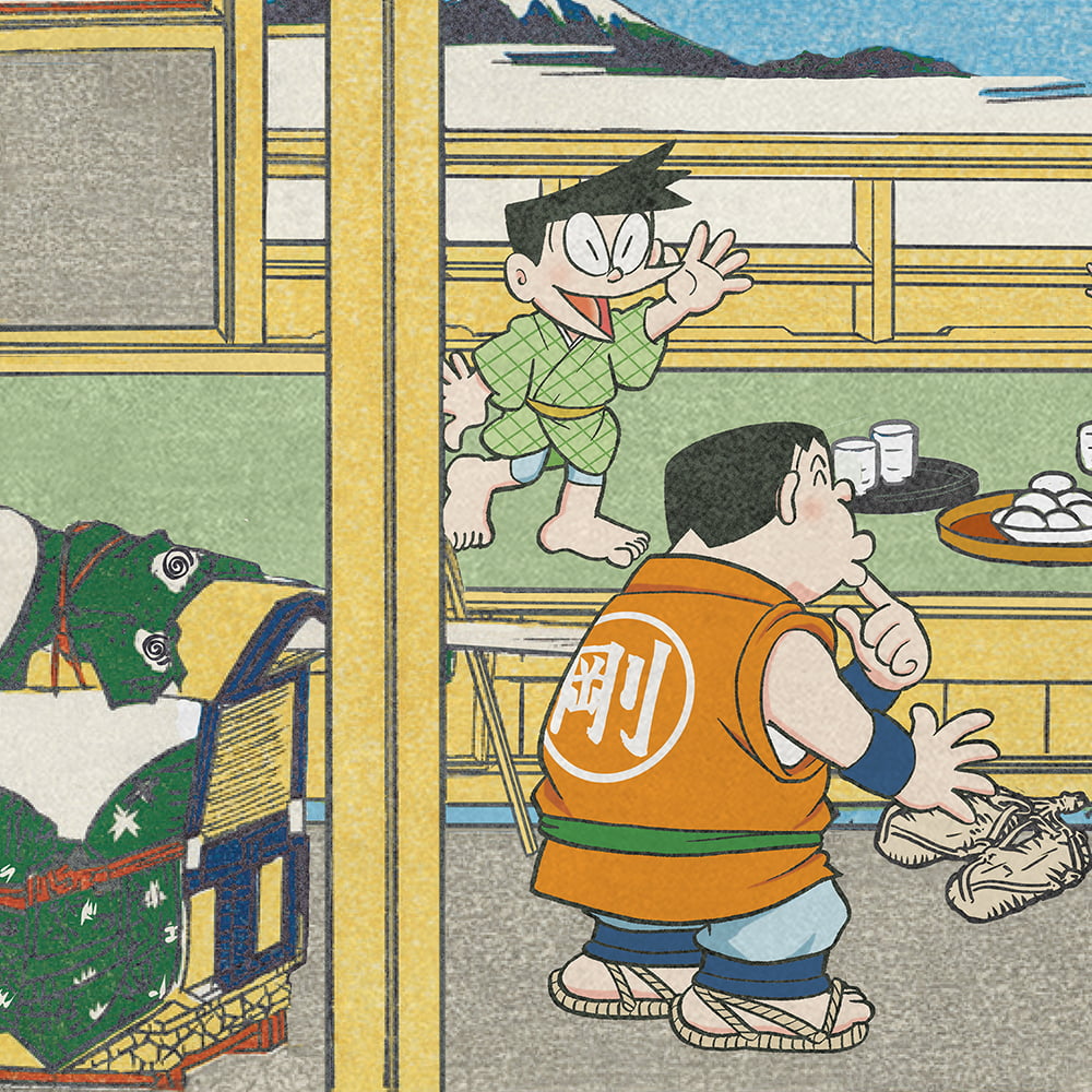 ドラえもん 浮世絵木版画「富嶽三十六景 東海道吉田」｜浮世絵工房