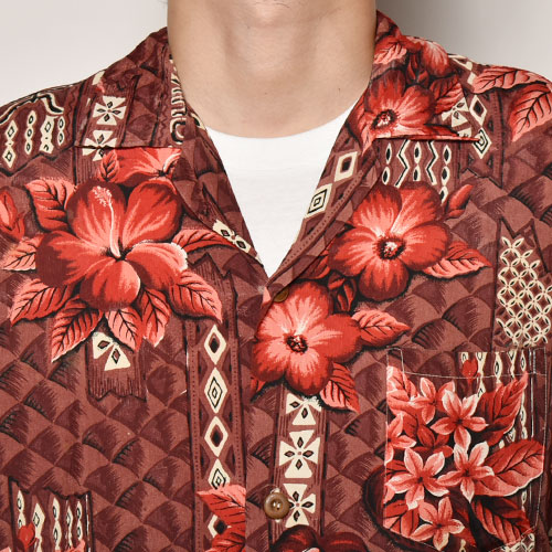 Vintage Aloha Shirts（ヴィンテージアロハシャツ）ブラウン×レッド