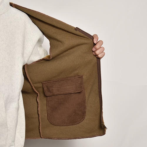 Barbour×US/Zip-Up Pile Boa Vest(バブアー×アス ボアベスト)ブラウン