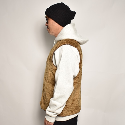 Barbour×US/Zip-Up Pile Boa Vest(バブアー×アス ボアベスト)ブラウン