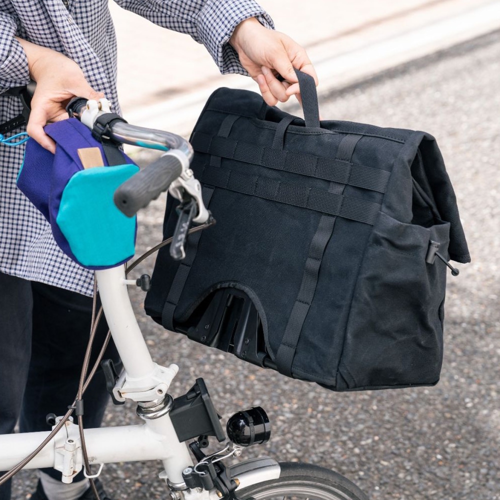 FAIRWEATHER front bag for brompton フレームあり wax black [フェア