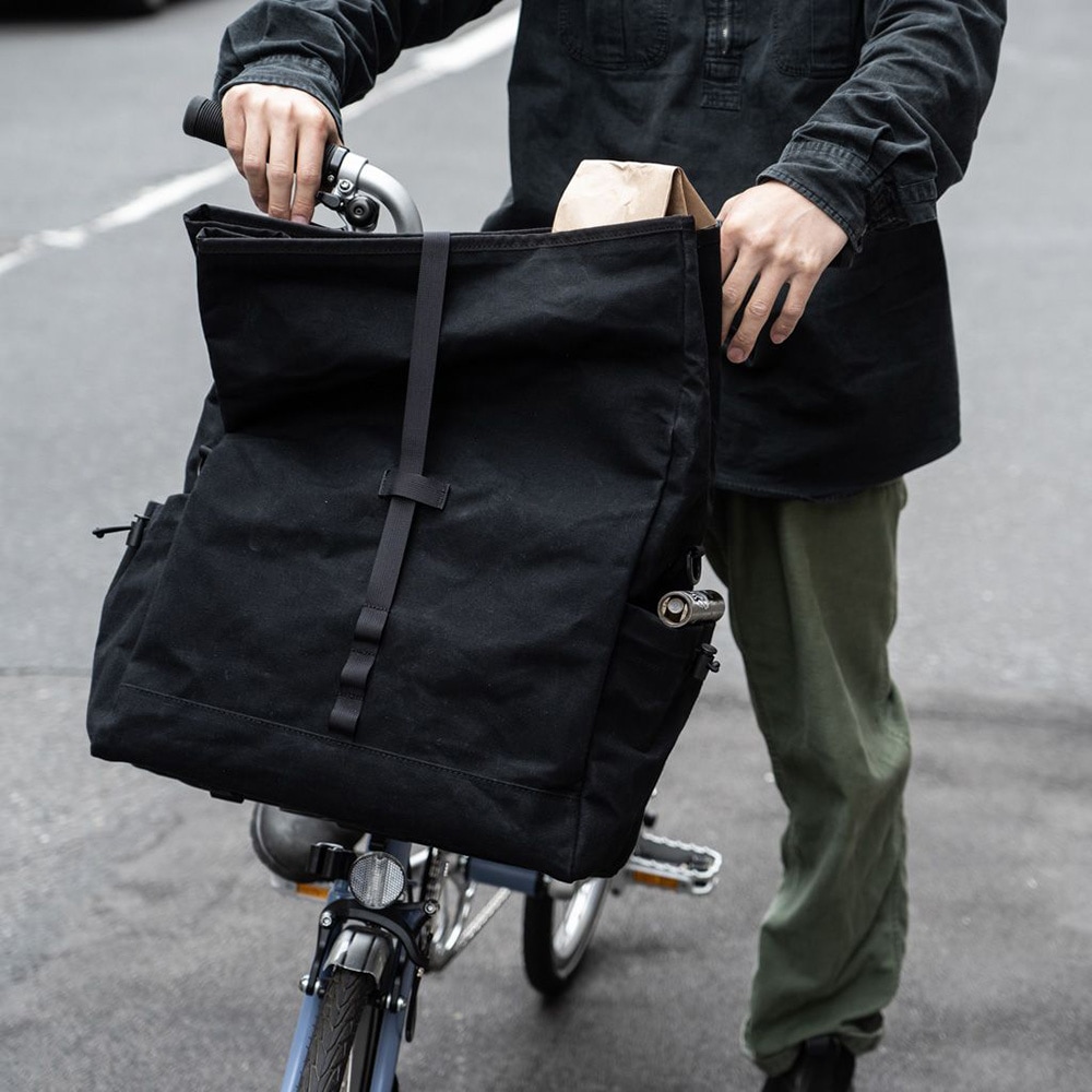 FAIRWEATHER front bag for brompton フレームあり wax black [フェア