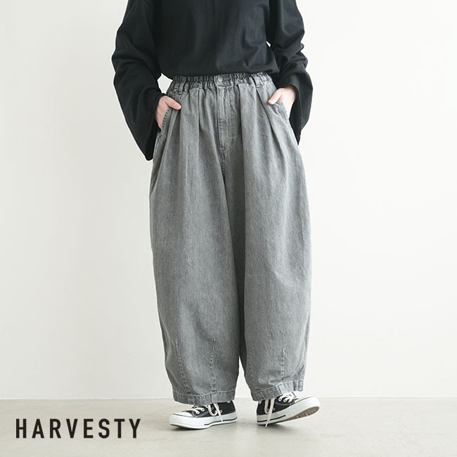 A12410]HARVESTY(ハーベスティ) BLACK DENIM CIRCUS PANTS ブラック