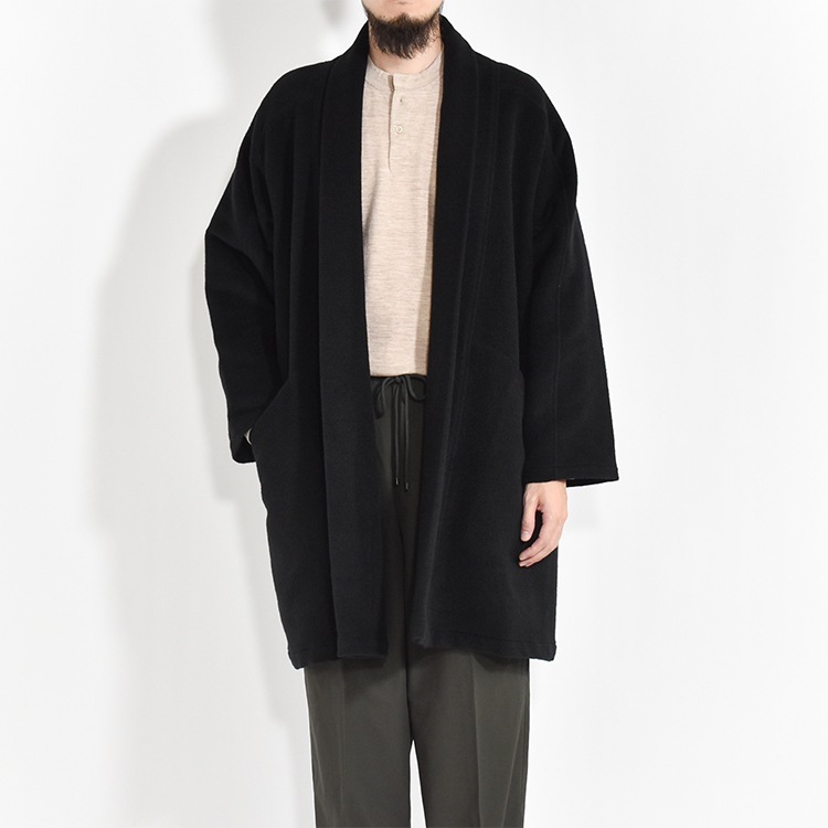 CT-43]MITTAN(ミタン/ミッタン)ウールシルクキャメル半纏コート(紐付き