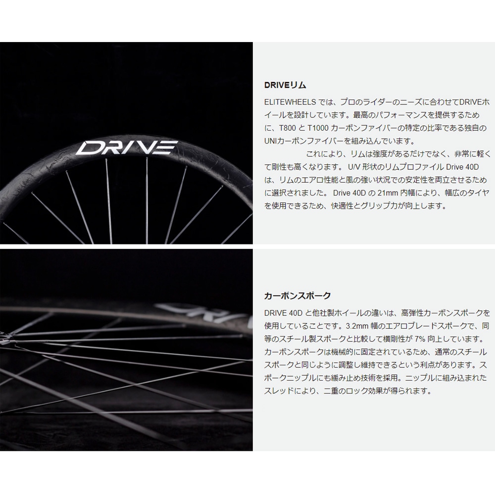 エリートホイール Drive 40D ディスクブレーキ シマノ10/11/12段