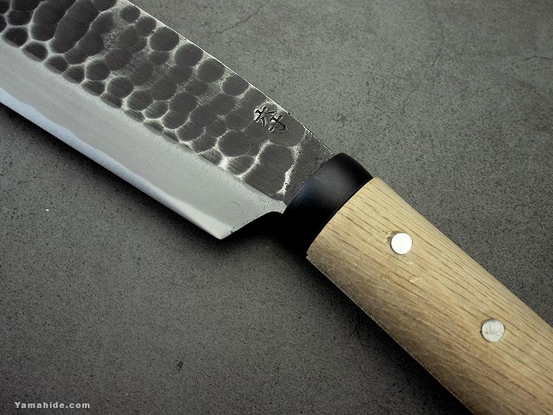 味方屋 鞘鉈 両刃 鎚目 黒打 180mm 木鞘付き 日野浦刃物工房 05r180