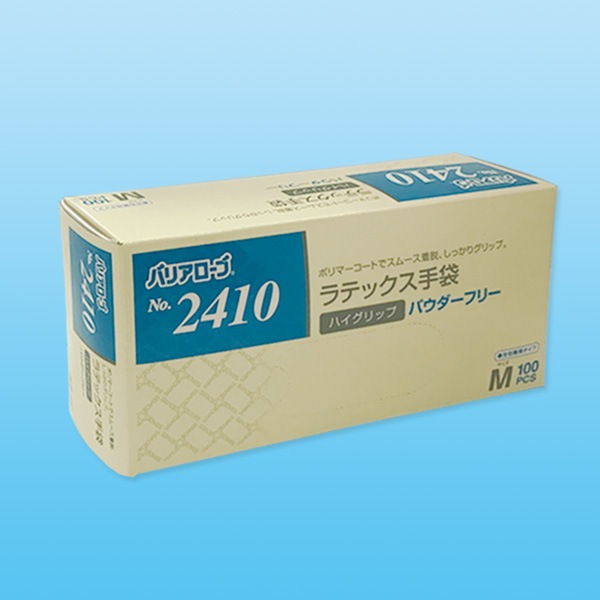 ラテックス手袋PF No．2410 M 100枚【粉なしラテックス