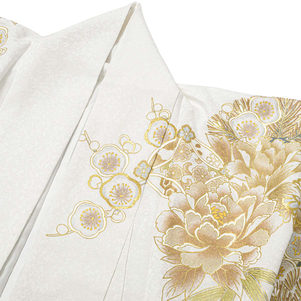 白金 牡丹に松竹梅（【振袖・袋帯・長襦袢のセット商品】） | FURISODE