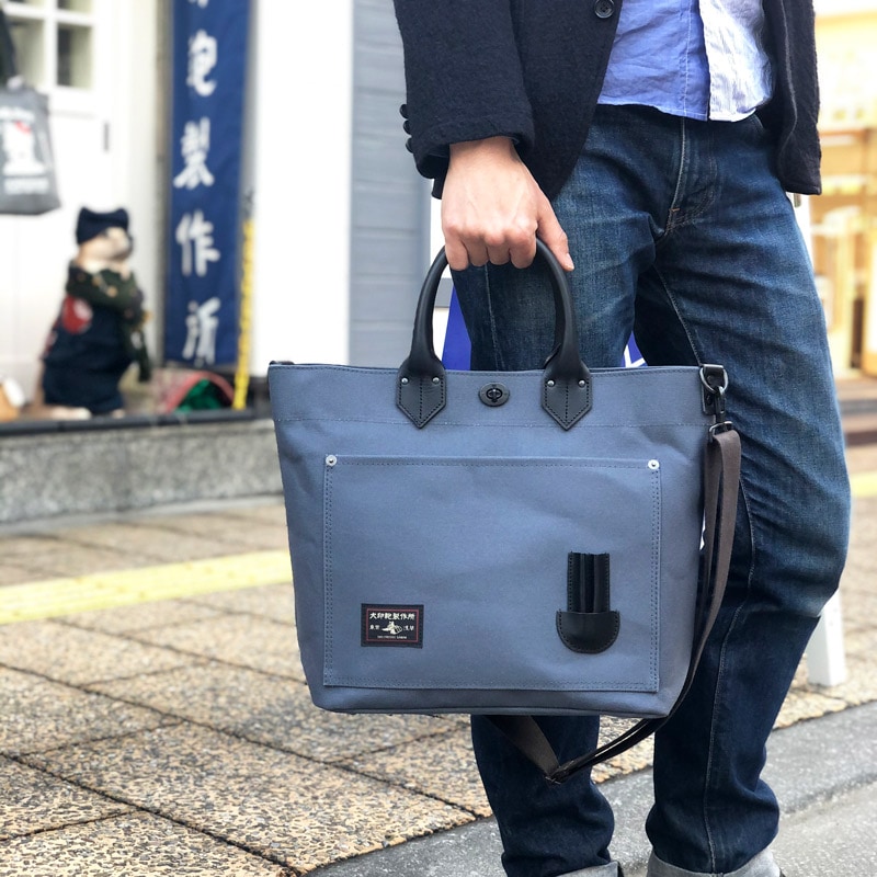 黒犬印】純綿6号帆布2ウェイ革手バケツトート(中) | 黒犬印,トート
