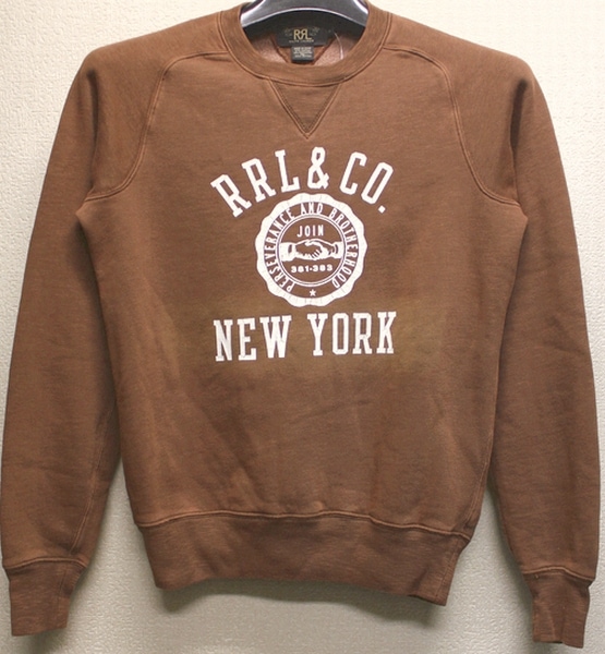 RRL / ダブルアールエル ヴィンテージ加工 NEW YORK 両V スウェット
