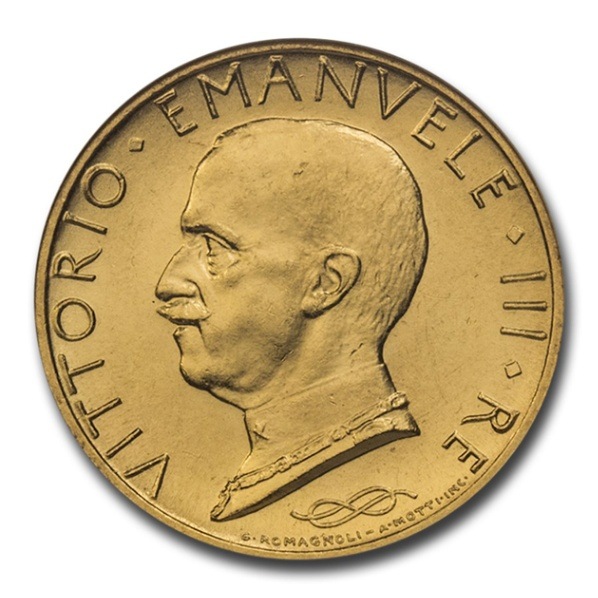 ヴィットーリオ・エマヌエーレ3世 イタリア国王 100リラ金貨 イタリア