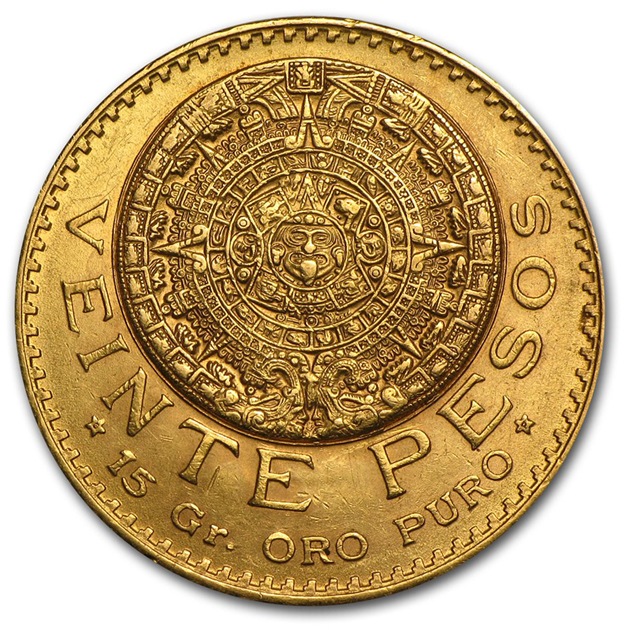 アステカ カレンダー 20ペソ金貨 メキシコ メキシコシティ 1918年製 AU