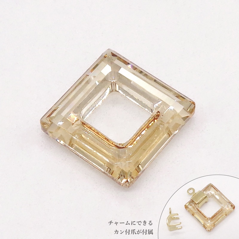 爪付】スワロフスキー/四角リング/4439/14mm/CRYゴールデンシャドー/1