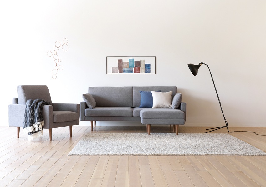 LEO SOFA 1人掛け ライトブルー オーク脚/ウォルナット脚