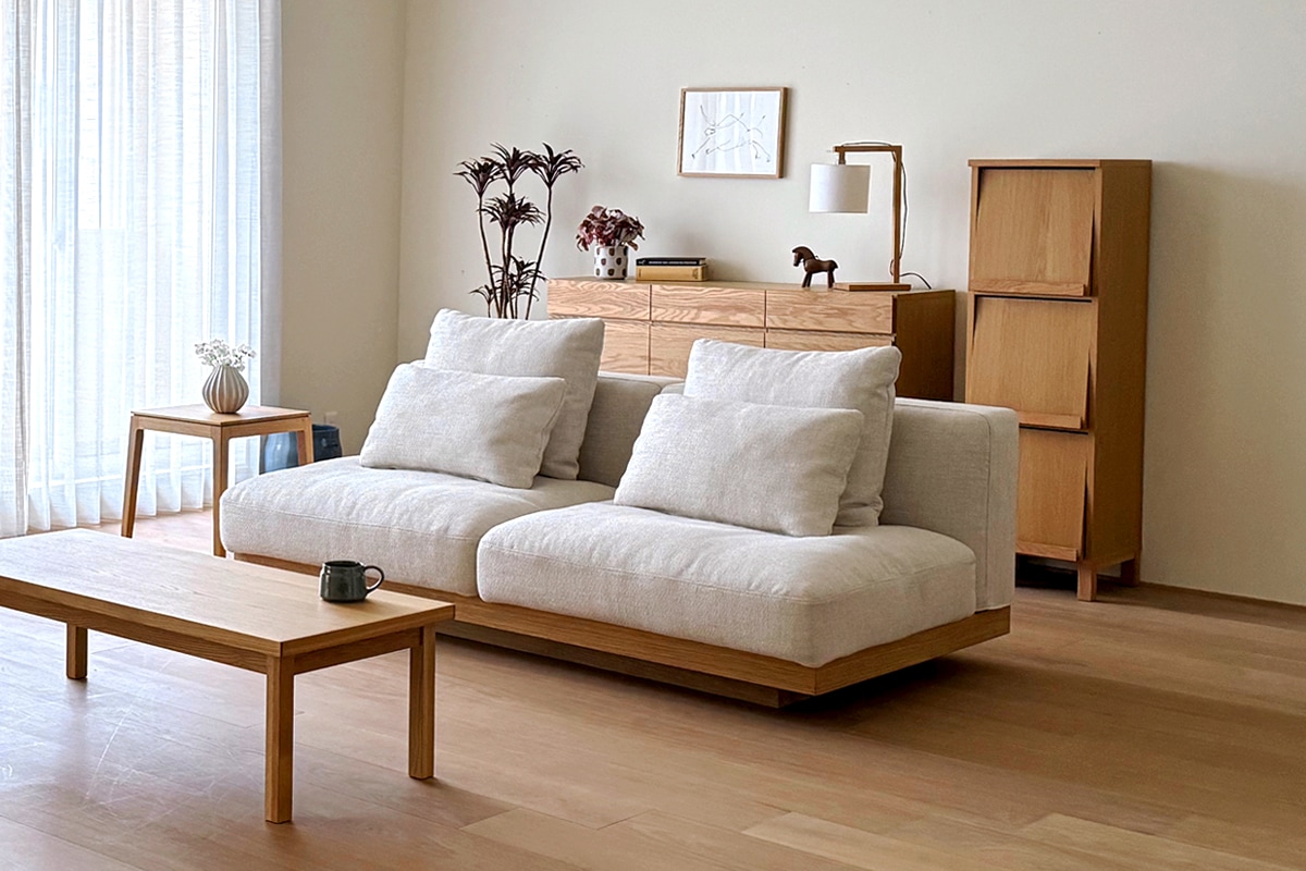 LANA SOFA 3人掛け アイボリー オーク/ウォルナット